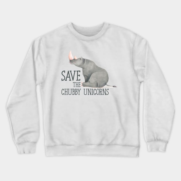 Save the chubby unicorns Crewneck Sweatshirt by tessacreativeart